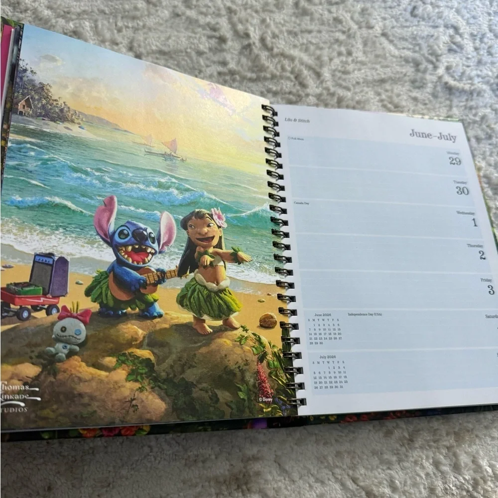 Disney 2026 Thomas kinkade Calendar - Enchanting Pink and Green Design